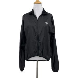 Descente Jacket Womens M Medium Black Full Zip Mock Neck Windbreaker Drop Cut